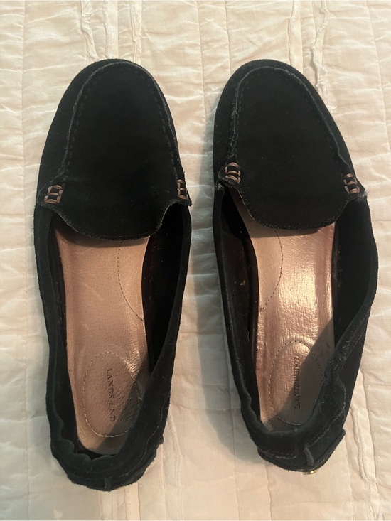 Lands' End Shoes - Lands End Black Suede Loafer Mocassins Size 8 FLAWED